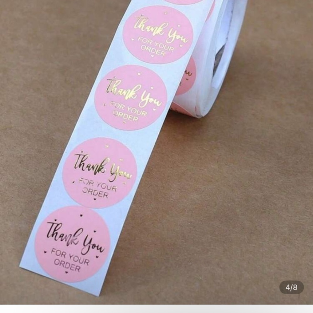 “500 Pcs Pink and Gold Thank You Stickers